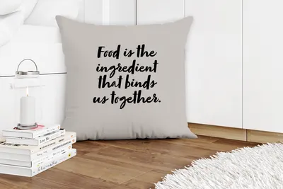 Produktbild von MuchoWow® Zierkissen Sofakissen Wohnzimmer Dekokissen 60x60 cm Zitate - Sprichwörter - Ehepaar - Essen ist die Zutat, die uns zusammenhält - Essen - Sitzfläche - Foto Polster