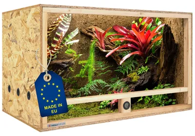 Produktbild von ITA Holz Terrarium 120х60х60 cm mit Seitenbelüftung & Integriertem Hygrometer - Holzterrarium aus OSB-3 Platten - Terrarien für Reptilien, Schlangen, Amphibien - EU Produkt,