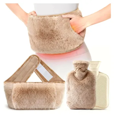 Produktbild von Wärmflasche Gürtel Wärmflaschengürtel 130cm Extra Lang Premium flauschig Periode Wärmegürtel mit Bezug Auslaufsicher Bettflasche für Rücken, Bauch Advent Weihnachten Geschenk