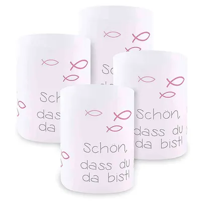 Produktbild von Windlicht Fisch Deko,Mini Tischlichter Kerzen Deko als Tischdeko für Junge und Mädchen Kommunion Konfirmation Taufe Teelichter,(Rosa)