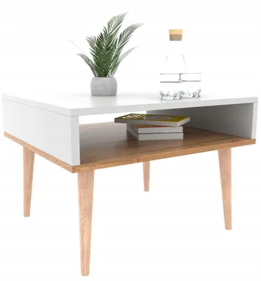 Produktbild von Nacht Couchtisch VICO Für Wohnzimmer Schlafzimmer WEISS/EICHE WOTAN Wohnzimmertisch