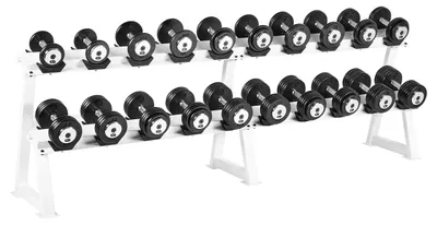 Imagen del producto de Juego de pesas profesionales de 5 a 27,5 kg con un soporte de acero compacto, ideal para uso doméstico y en gimnasios