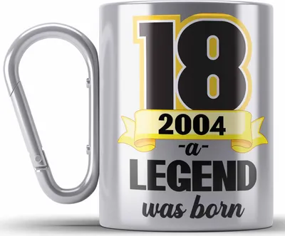 Produktbild von Trendation - 18. Geburtstag Edelstahl Tasse Karabiner Geschenk Mädchen Jungen Geschenkidee Lustig Spruch 18 Geschenke Geschenkideen zum 18 Bday 18er (Silber)
