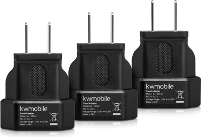 Produktbild von 3x Reiseadapter für Europa-Stecker in USA-Dose - perfekt für Reisen ins Ausland - Für USA, Kanada, Mexiko kwmobile