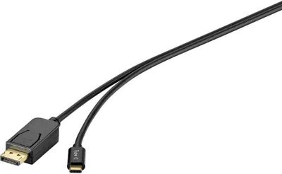 Produktbild von Renkforce USB-C® / DisplayPort Adapterkabel USB-C® Stecker, DisplayPort Stecker 1.80 m Schwarz RF-4538166 USB-C®-Displa