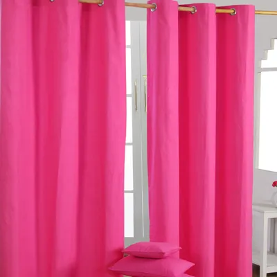 Image de HOMESCAPES Rideaux à œillets unis rose, lot de 2, 182 x 137 cm