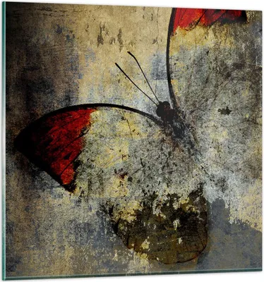 Produktbild von Bilder auf glas - Schmetterling Abstraktion - 70x70cm - Glasbilder - Wandbilder - Kunstdruck - zum Aufhängen bereit - Wanddekoration aus Glas - Glas Bilder - Wandbild auf Glas - GAC70x70-3678