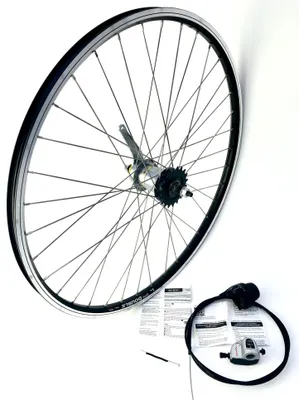 Imagen del producto de Rueda trasera de 26 pulgadas, llanta de aluminio de 25,4 mm, buje de 3 velocidades Shimano, color mate