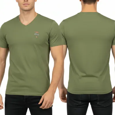 Zdjęcie produktu dla Aeronautica Militare khaki t-shirt koszulka męska v-neck SCOTI006J508-07001 M