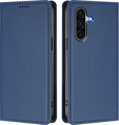 Produktbild von Handyhülle für Samsung Galaxy A17 5G/4G, Kunstleder Klapphülle Stoßfeste Magnetische Hülle mit Ständer Dunkelblau