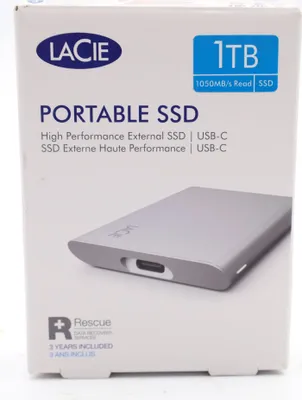 Obrázok produktu pre LaCie STKS1000400, 1 TB, USB Typ-C, 3.2 Gen 2 (3.1 Gen 2), 1050 MB/s, Strieborná