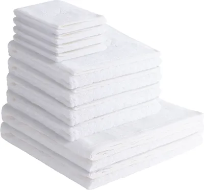 Produktbild von Sansibar Handtuch Set Frottier-Serie Classic Nr. 5 (Set, 10-tlg), hochwertige Ton-in-Ton Säbelstickerei, weiß