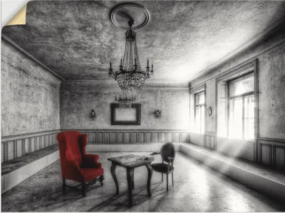 Produktbild von ARTland Wandbild, selbstklebend Lost Place - Roter Sessel Größe: 60x45 cm
