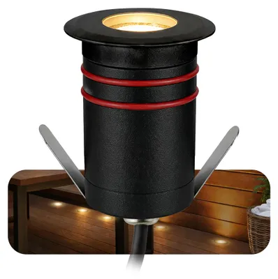 Produktbild von SSC-LUXon JAVO Bodeneinbaustrahler Aussen 230V Mini Boden Spots LED warmweiß - Boden Einbauleuchte Outdoor IP67 schwarz Ø 47mm