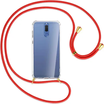 Produktbild von Handykette Backcover-Schutzhülle mit Band (Metall goldfarben) für Huawei Mate 10 Lite / G10 - rot