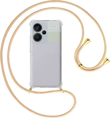 Produktbild von Handykette Backcover-Schutzhülle mit Band (Metall goldfarben) für Xiaomi Redmi Note 13 Pro Plus - Goldkordel