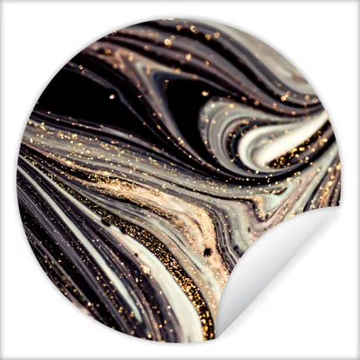 Produktbild von MuchoWow® Runde Wandtattoo - Wandsticker Tapete Aufkleber Marmoroptik - Schwarz - Gold - Weiß - Glitter - Marmor Ø 100 cm Selbstklebend und Repositionierbar - Wandaufkleber - Kreis - Tapetenkreis - Wandbild rund - Schlafzimmerdekoration - Wanddeko - runde Tapete - Kunst für zu Hause