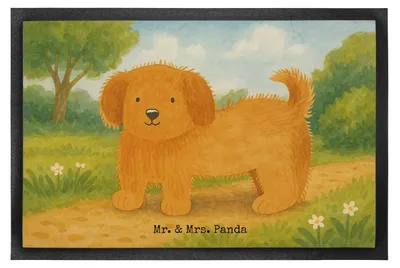 Produktbild von Mr. & Mrs. Panda Schmutzmatte Hund Flauschig Design 60 x 90 cm - Weiß - Geschenk, Hunde, teppichmatte, Fußabtreter, Fußabstreifer, Fussmatte, Hundeliebe, Sprüche, Süß