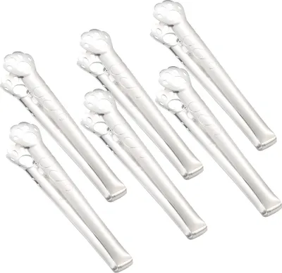 Produktbild von 6 Stück Pfotenform Zuckerzange Eiszange Edelstahl Mini Servierzange Vorspeisen Zange Kleine Küchenzange Für Teeparty Kaffeebar Küche (18cm)