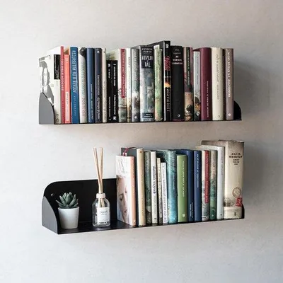 Produktbild von Bücherleihwand - Dekorative und Funktionswand - 2 Stücke - Schwarz
