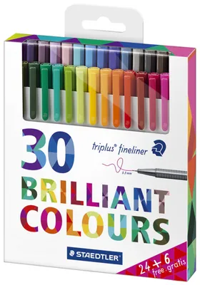 Produktbild von Staedtler® 334 C30P Feinschreiber triplus® - 0,3 mm, Kartonschachtel, 24 Farben + 6 GRATIS