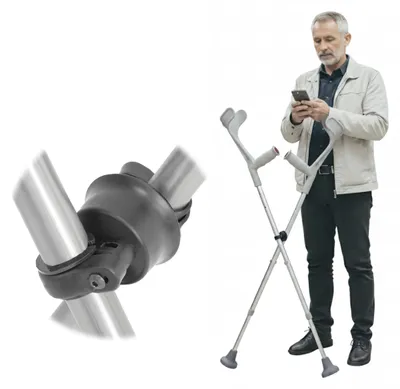 Produktbild von KMINA Krückenhalter Clip mit Magnetverschluss, Unterarmgehstützen, Schwarz