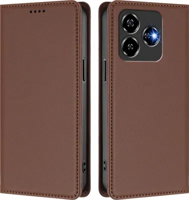 Image de Etui en cuir pour ZTE Blade V60 Vita/V60 Design/Axon 60 Lite, étui magnétique en cuirPolyuréthaneavec support Marron