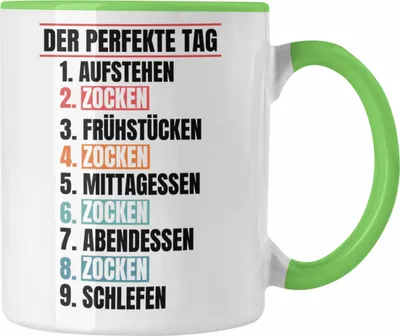 Produktbild von Trendation - Zocker Tasse Geschenk Der Perfekte Gaming Tag Gamer Geschenkidee Lustiger Spruch Gaming (Grün)