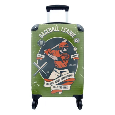 Produktbild von MuchoWow® Koffer Handgepäck Trolley Rollkoffer Kleine Reisekoffer mit 4 Rollen - Baseball - Schläger - Vintage - Cabin Size < 55x40x23 cm & 55x40x20 cm - Fotokoffer - Kabinenkoffer - Boardgepäck - Reise-Box - Reisekoffer - Reisegepäck - Koffer mit Bild - Trolley für Kinder