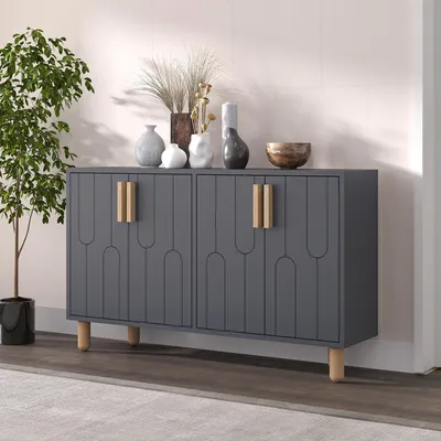 Immagine prodotto di Venerina - Credenza, 120x30x74h cm Nero Antracite, 2 Ripiani