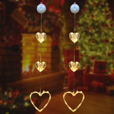 2er-Set Herz-LED-Lichterkette, batteriebetrieben, warmweiß