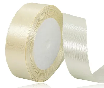Satinschleife 25 mm x 22 m, cremefarben, glänzend, Polyester