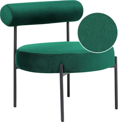 Produktbild von BELIANI Sessel Smaragdgrün Samtstoff Rund mit Niedriger Lehne Schwarzen Metallbeinen Retro-Design Wohnzimmer Möbel Ausstattung Sitzecke Sitzmöbel
