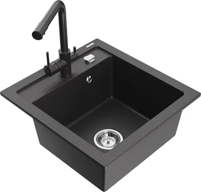 Produktbild von Mexen Vito 1-Becken-Granit-Spüle mit Mischbatterie Duero, Schwarz gesprenkelt - 6503-76-671600-76