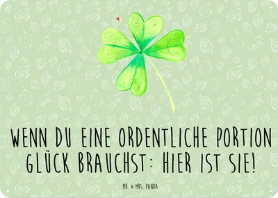 Produktbild von Mr. & Mrs. Panda tafel Blume Kleeblatt DIN A5 - Blattgrün - Geschenk, Wandbild, Türschild, Motivation, Schild, Blechschild, Garten, Glück, wandtafel, Neuanfang, Umzug