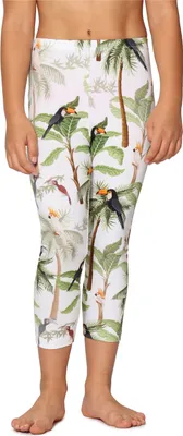 Produktbild von Merry Style Mädchen 3/4 Leggings MS10-405(Weiß/Palmen/Tukane,110)