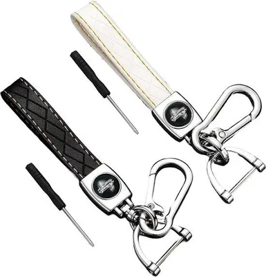 Produktbild von Autosleutelhanger aus Leder für Auto, Motorrad, SUV und LKW, Uni, 2 Stück, Schwarz/Weiß