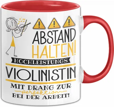 Produktbild von Violinistin Tasse Geschenk Lustig Abstand Halten Hochleistungs-Violinistin Mit Drang Zur Perfektion Bei Der Arbeit (Rot)