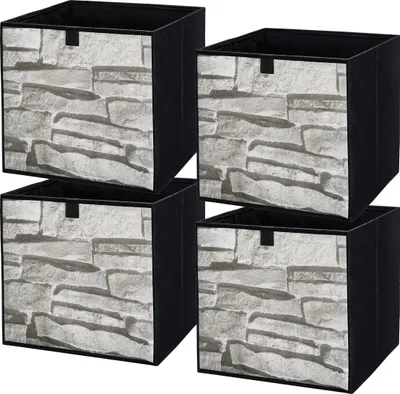 Produktbild von Lavita Storage Box | faltbare Aufbewahrung Boxen 31 x 31 x 31 cm | Schubladen-Organizer Box| Ordnungssysteme für Kleidung | Kleideraufbewahrung & Organisation | Stein | 4 stück