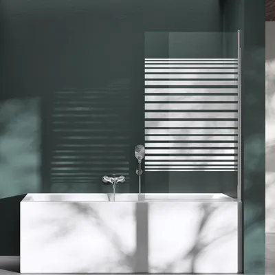 Produktbild von Mai & Mai Duschwand für Badewanne Sicherheitsglas mit NANO-Versiegelung  Badewannen-Aufsatz 80x140cm Duschwand Teilsatiniert Cortona201MS