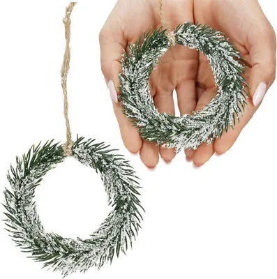 Image de Couronne avec givre 10cm, ornement de Noël