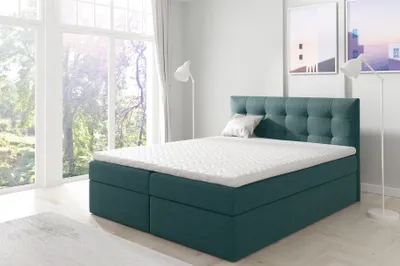 Produktbild von Boxspringbett Schlafzimmerbett OVIEDO 180x200cm Stoff Meeresgrün