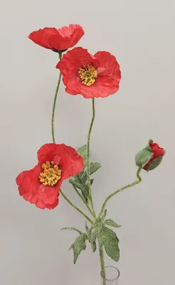 Produktbild von artplants.de Künstlicher Zweig Mohn OXANDRINE, rot, 60cm - Kunstblumen Zweig