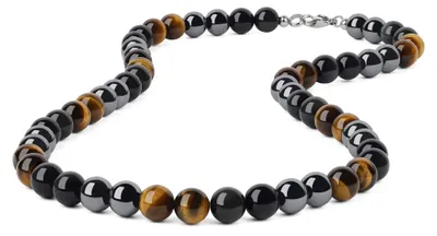 Produktbild von GAVU Ausgewähltes Geschenk 10mm Braunes Tigerauge Hämatit Regenbogen Obsidian Kr