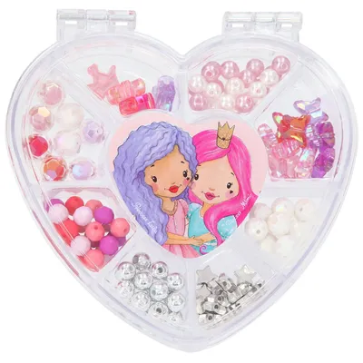 Produktbild von Depesche Princess Mimi Beads Set For Bracelets, Pink, Rot, Weiß, Perlenmischung, 110 Stück(e)