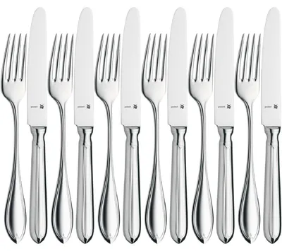 Produktbild von WMF Premiere Dessertbesteck-Set, 6-teilig, Cromargan protect, 990 g, 270 mm, 435 mm, 55 mm, 1,09 kg, 180 Stück(e)