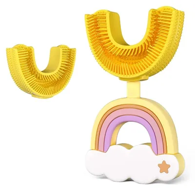 Immagine prodotto di Spazzolino per neonati e bambini piccoli - Silicone a forma di U, 360°