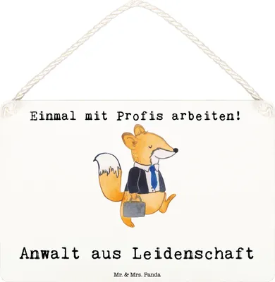 Produktbild von Mr. & Mrs. Panda Schild Anwalt Leidenschaft DIN A6 - Weiß - Geschenk, Anwaltskanzlei, Holzschild, Spruch, Türschild, holzbild, hängeschild, Dekobrett, Beruf