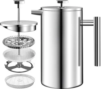 Image de Cafetière à piston en acier inoxydable 1 L, argentée, isotherme