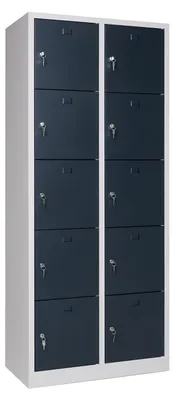 Zdjęcie produktu dla Szafka metalowa z 10 przegrodami - Zamykana - 190 x 80 x 45 cm - Antracytowy